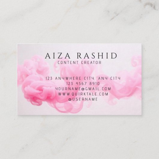 Moderne Waterverf Elegant Baby Roze Visitekaartje (Achterkant)