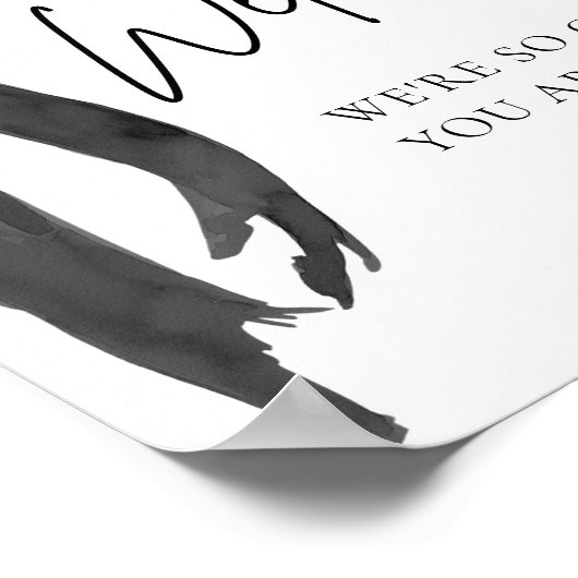 Moderne Waterverf Elegant Black Bow Welkomstbord Poster (Hoek)