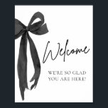 Moderne Waterverf Elegant Black Bow Welkomstbord Poster<br><div class="desc">Elegant Black Bow Welcome Sign ✨ Een chique mix van minimalisme en charme ✨ Verwelkom uw gasten in stijl met onze moderne Waterverf Elegant Black Bow Welcome Sign - ideaal voor een vrijgezellenfeest, een feest met een coquette-thema of een Waterverf met zwart-wit. Elegant en verfijnd, het voegt de perfecte touch...</div>