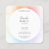 Moderne Waterverf Elegant Script Trendy Sjabloon Vierkante Visitekaartje (Achterkant)