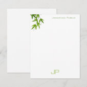 Moderne Waterverf Elegante Groene Bladeren Monogra Notitiekaartje (Voorkant / Achterkant)