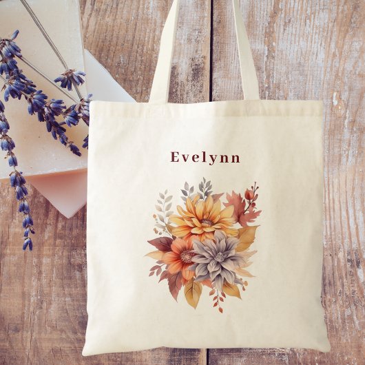 Moderne Waterverf Elegante Herfst Bloemen Bruidsme Tote Bag