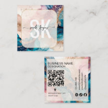 Moderne waterverf en goud folie monogram QR-code