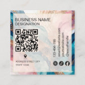 Moderne waterverf en goud folie monogram QR-code Vierkante Visitekaartje (Achterkant)