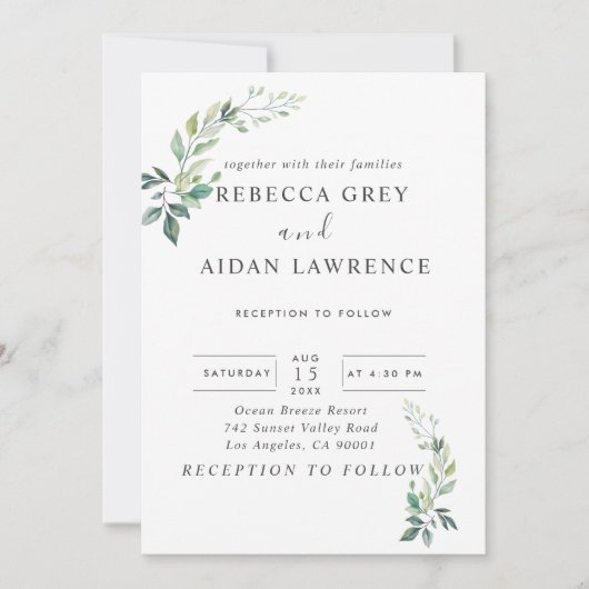 Moderne Waterverf Eucalyptus Bladeren Groenelement Kaart (Voorkant)