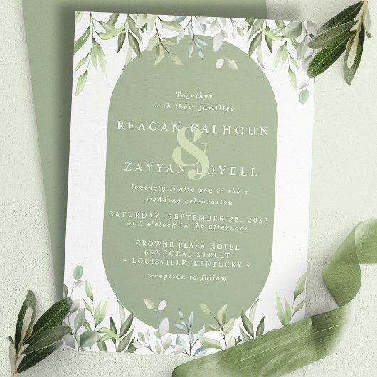 Moderne Waterverf Eucalyptus Bruiloft Kaart