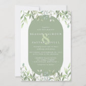 Moderne Waterverf Eucalyptus Bruiloft Kaart (Voorkant)