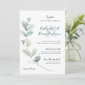 Moderne Waterverf eucalyptus bruiloft uitnodigen Kaart (Staand voorkant)