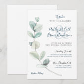 Moderne Waterverf eucalyptus bruiloft uitnodigen Kaart (Voorkant / Achterkant)