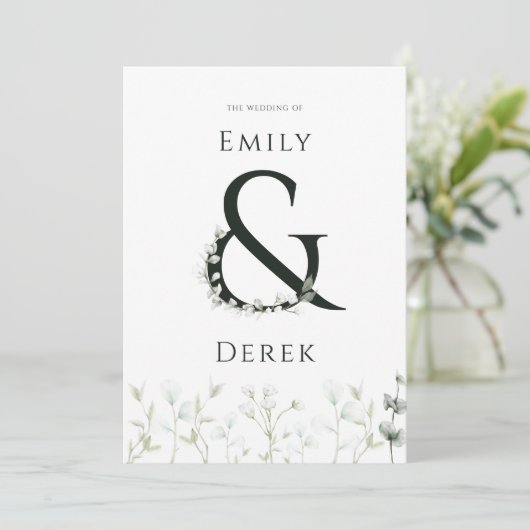 Moderne Waterverf Eucalyptus Bruiloft uitnodiging (Staand voorkant)