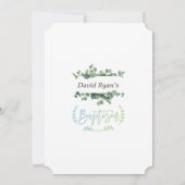 Moderne Waterverf Eucalyptus Cross Baptisme Kaart (Achterkant)