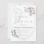 Moderne Waterverf Eucalyptus Foliage Baby shower Kaart (Voorkant)