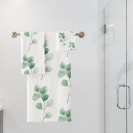 Moderne Waterverf Eucalyptus Green Pattern Bad Handdoek