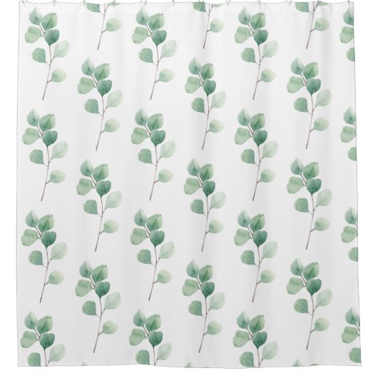 Moderne Waterverf Eucalyptus Green Pattern Douchegordijn (Voorkant)