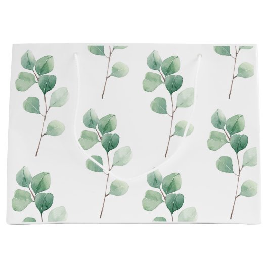 Moderne Waterverf Eucalyptus Green Pattern Groot Cadeauzakje (Voorkant)