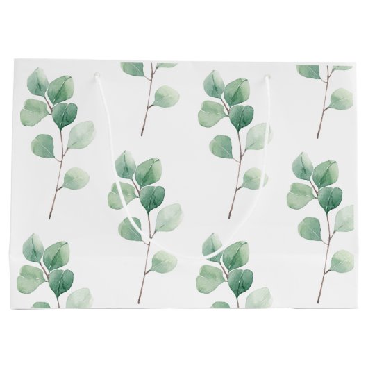 Moderne Waterverf Eucalyptus Green Pattern Groot Cadeauzakje (Achterkant)