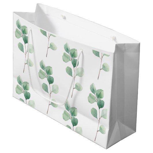 Moderne Waterverf Eucalyptus Green Pattern Groot Cadeauzakje (Voorkant Gekanteld)