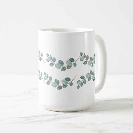 Moderne Waterverf Eucalyptus Green Pattern Koffiemok (Voorkant rechts)