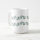 Moderne Waterverf Eucalyptus Green Pattern Koffiemok (Voorkant links)