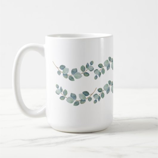 Moderne Waterverf Eucalyptus Green Pattern Koffiemok (Links)