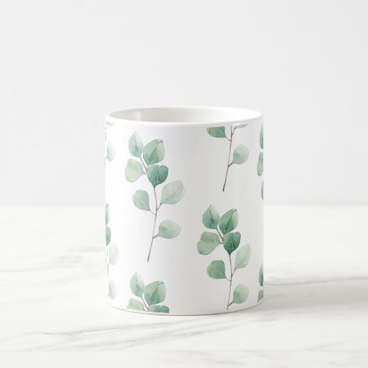 Moderne Waterverf Eucalyptus Green Pattern Koffiemok (Center)