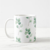 Moderne Waterverf Eucalyptus Green Pattern Koffiemok (Links)