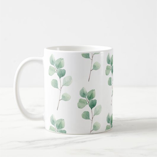 Moderne Waterverf Eucalyptus Green Pattern Koffiemok (Links)