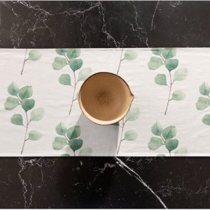 Moderne Waterverf Eucalyptus Green Pattern Korte Tafelloper