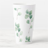 Moderne Waterverf Eucalyptus Green Pattern Latte Mok (Voorkant)