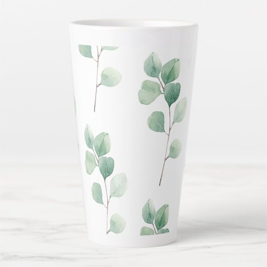 Moderne Waterverf Eucalyptus Green Pattern Latte Mok (Voorkant)