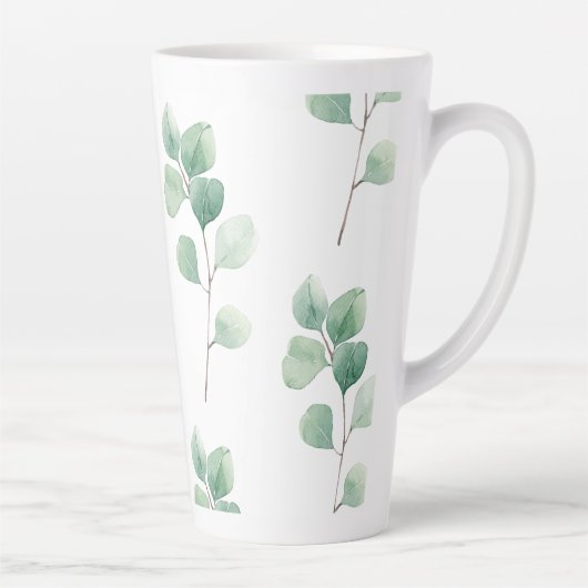 Moderne Waterverf Eucalyptus Green Pattern Latte Mok (Rechts)