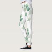 Moderne Waterverf Eucalyptus Green Pattern Leggings (Links)