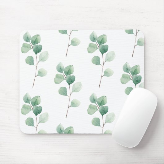 Moderne Waterverf Eucalyptus Green Pattern Muismat (Met muis)