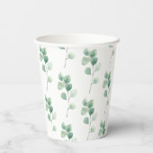 Moderne Waterverf Eucalyptus Green Pattern Papieren Bekers (Achterkant)
