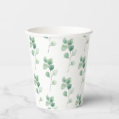 Moderne Waterverf Eucalyptus Green Pattern Papieren Bekers (Voorkant)