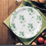 Moderne Waterverf Eucalyptus Green Pattern Papieren Bordje<br><div class="desc">Moderne Waterverf Eucalyptus Green Pattern</div>