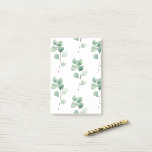 Moderne Waterverf Eucalyptus Green Pattern Post-it® Notes (Op bureau)