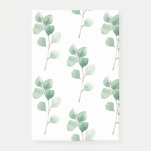 Moderne Waterverf Eucalyptus Green Pattern Post-it® Notes (Voorkant)