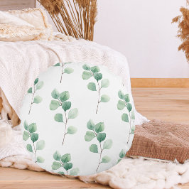Moderne Waterverf Eucalyptus Green Pattern Rond Kussen