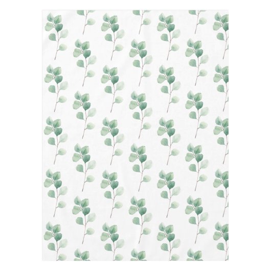 Moderne Waterverf Eucalyptus Green Pattern Tafelkleed (Voorkant)