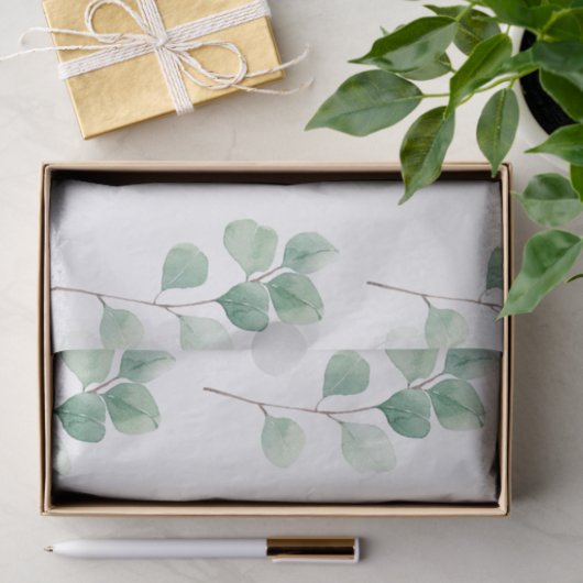 Moderne Waterverf Eucalyptus Green Pattern Tissuepapier (Geschenk)