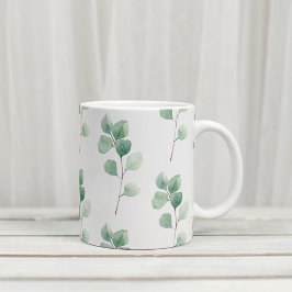 Moderne Waterverf Eucalyptus Green Pattern Tweekleurige Koffiemok