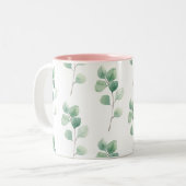 Moderne Waterverf Eucalyptus Green Pattern Tweekleurige Koffiemok (Voorkant links)