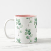 Moderne Waterverf Eucalyptus Green Pattern Tweekleurige Koffiemok (Links)