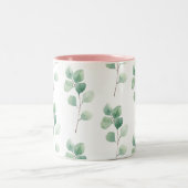 Moderne Waterverf Eucalyptus Green Pattern Tweekleurige Koffiemok (Center)