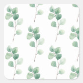 Moderne Waterverf Eucalyptus Green Pattern Vierkante Sticker (Voorkant)