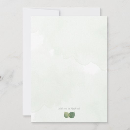 Moderne Waterverf Eucalyptus Greenery Gold Accent Save The Date (Achterkant)