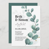 Moderne Waterverf  Eucalyptus Greenery Kaart (Voorkant / Achterkant)