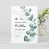 Moderne Waterverf Eucalyptus Greenery Save The Date (Staand voorkant)