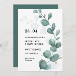 Moderne Waterverf Eucalyptus Greenery Save The Date